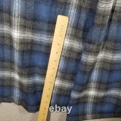 Pendleton Robe Mens Large Blue Gray Plaid 100% Wool Bathrobe Belted Lounge