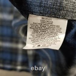 Pendleton Robe Mens Large Blue Gray Plaid 100% Wool Bathrobe Belted Lounge