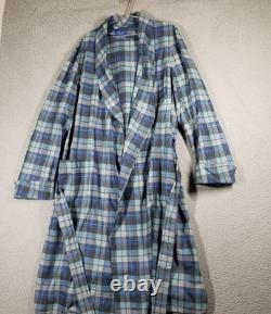 Pendleton Robe Mens Large Blue Plaid Wool Belted Lounge Warm Vintage Bathrobe
