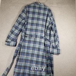 Pendleton Robe Mens Large Blue Plaid Wool Belted Lounge Warm Vintage Bathrobe