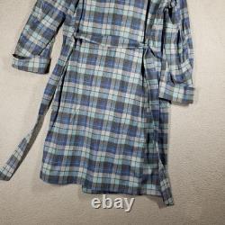 Pendleton Robe Mens Large Blue Plaid Wool Belted Lounge Warm Vintage Bathrobe