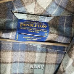 Pendleton Robe Mens Large Blue Plaid Wool Belted Lounge Warm Vintage Bathrobe