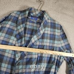 Pendleton Robe Mens Large Blue Plaid Wool Belted Lounge Warm Vintage Bathrobe
