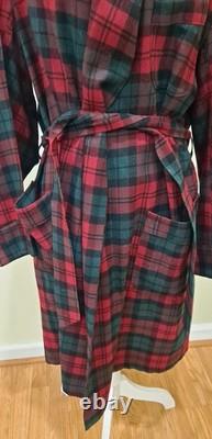 Pendleton Robe Size Med Mens Red Plaid Virgin Wool Bathrobe Warm Vintage