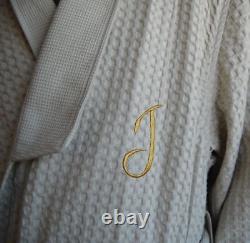 Personalised Men Bathrobe Waffle 100%cotton (velvet) Bath Robe Dark Beige