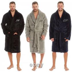 Personalised Mens Robe Dressing Gown Bathrobe Luxury Soft Gift Gents Initials