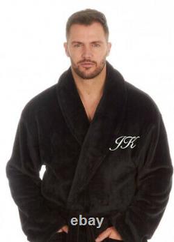 Personalised Mens Robe Dressing Gown Bathrobe Luxury Soft Gift Gents Initials