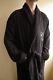 Personalized Black Bathrobe Shawl Collar Cotton Terry Toweling Bath Robe