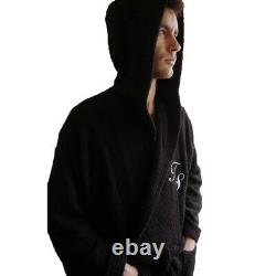 Personalized Hooded Bath Robe Cotton Terry Toweling Black Bathrobe -s, M, L, Xl, XXL