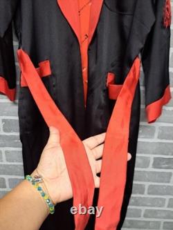 Pierre Cardin Paris Vintage Black and Red Reversible Dragon Bath Robe L/XL