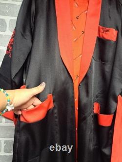 Pierre Cardin Paris Vintage Black and Red Reversible Dragon Bath Robe L/XL