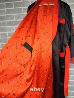 Pierre Cardin Paris Vintage Black and Red Reversible Dragon Bath Robe L/XL