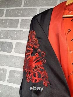 Pierre Cardin Paris Vintage Black and Red Reversible Dragon Bath Robe L/XL