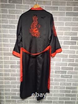 Pierre Cardin Paris Vintage Black and Red Reversible Dragon Bath Robe L/XL