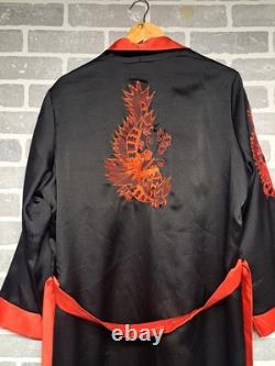 Pierre Cardin Paris Vintage Black and Red Reversible Dragon Bath Robe L/XL