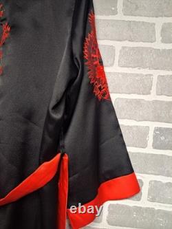 Pierre Cardin Paris Vintage Black and Red Reversible Dragon Bath Robe L/XL
