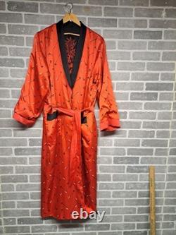 Pierre Cardin Paris Vintage Black and Red Reversible Dragon Bath Robe L/XL