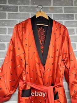 Pierre Cardin Paris Vintage Black and Red Reversible Dragon Bath Robe L/XL