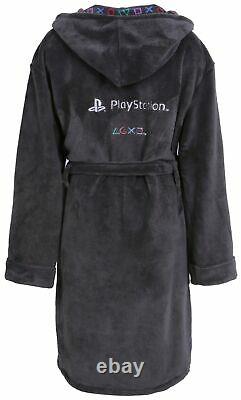 PlayStation grey men's hooded bathrobe