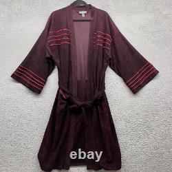 Playboy Mens Bath Robe Red Stripe Long Sleeve Drawstring Fleece Logo Size L/XL