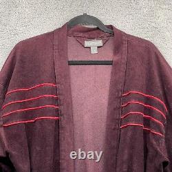 Playboy Mens Bath Robe Red Stripe Long Sleeve Drawstring Fleece Logo Size L/XL