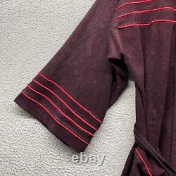 Playboy Mens Bath Robe Red Stripe Long Sleeve Drawstring Fleece Logo Size L/XL
