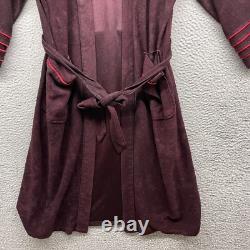 Playboy Mens Bath Robe Red Stripe Long Sleeve Drawstring Fleece Logo Size L/XL