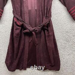 Playboy Mens Bath Robe Red Stripe Long Sleeve Drawstring Fleece Logo Size L/XL
