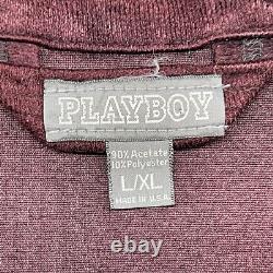 Playboy Mens Bath Robe Red Stripe Long Sleeve Drawstring Fleece Logo Size L/XL