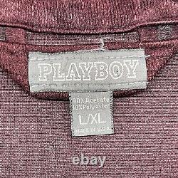 Playboy Mens Bath Robe Red Stripe Long Sleeve Drawstring Fleece Logo Size L/XL