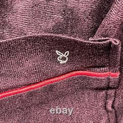 Playboy Mens Bath Robe Red Stripe Long Sleeve Drawstring Fleece Logo Size L/XL