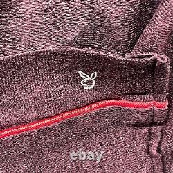 Playboy Mens Bath Robe Red Stripe Long Sleeve Drawstring Fleece Logo Size L/XL