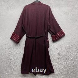 Playboy Mens Bath Robe Red Stripe Long Sleeve Drawstring Fleece Logo Size L/XL