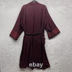 Playboy Mens Bath Robe Red Stripe Long Sleeve Drawstring Fleece Logo Size L/XL