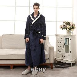 Plus Size Men Robe Flannel Soft Kimono Gown Lovers Large Long Bathrobe Sleepwear