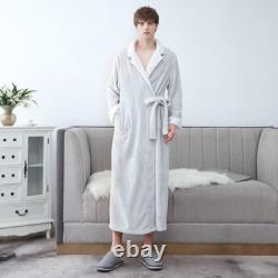 Plus Size Men Robe Flannel Soft Kimono Gown Lovers Large Long Bathrobe Sleepwear
