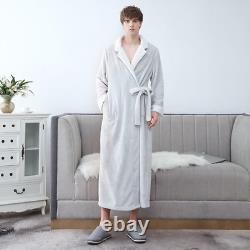 Plus Size Men Robe Flannel Soft Kimono Gown Lovers Large Long Bathrobe Sleepwear