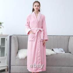 Plus Size Men Robe Flannel Soft Kimono Gown Lovers Large Long Bathrobe Sleepwear