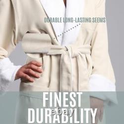 Plush Lined Microfiber Bath Robe for Women or Men Super Soft, Medium Black