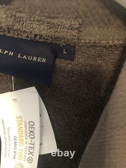 Polo Ralph Lauren Bath Robe Grey Blue Size Large Dressing Gown lounge wear NEW