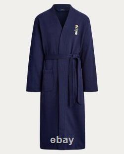 Polo Ralph Lauren Bathrobe Embroidered Football Cruise Navy Toggle Bear