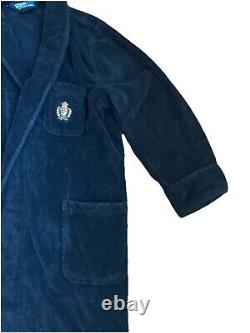 Polo Ralph Lauren Black Terry Bath Robe Embroidered Vintage Crest 1990s Mens L