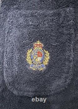 Polo Ralph Lauren Black Terry Bath Robe Embroidered Vintage Crest 1990s Mens L