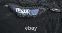 Polo Ralph Lauren Black Terry Bath Robe Embroidered Vintage Crest 1990s Mens L