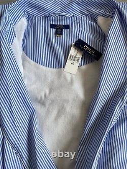 Polo Ralph Lauren Blue Stripe Signature Cotton Bathrobe Size L-xl Bnwt