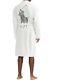 Polo Ralph Lauren Men Big Pony Velour Terry Cotton Bath Spa Robe L/XL White Grey