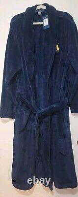 Polo Ralph Lauren Men's Navy Plush Belted Bathrobe. LARGE/XL NWT