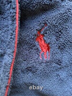 Polo Ralph Lauren Mens Navy Blue Bath Robe w Red Trim & Pony One Size Vintage