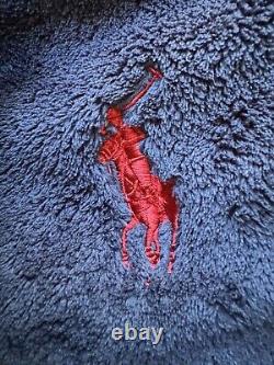 Polo Ralph Lauren Mens Navy Blue Bath Robe w Red Trim & Pony One Size Vintage