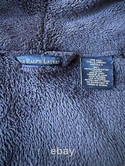 Polo Ralph Lauren Mens Navy Blue Bath Robe w Red Trim & Pony One Size Vintage